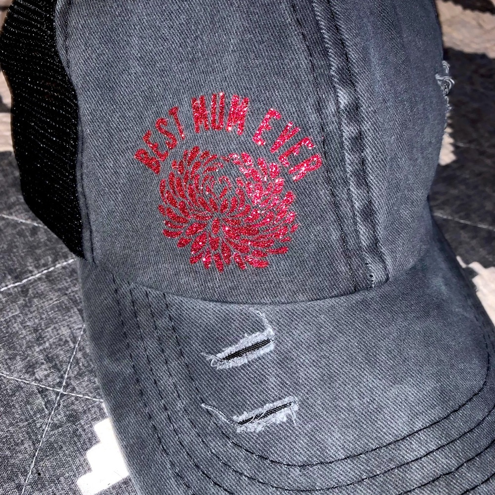 Best Mum Ever Distressed Hat Criss Cross Feature